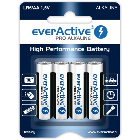 Baterie alkaliczne - 4x LR6 / AA - everActive - 4 sztuki - blister