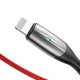 Kabel Lightning z diodą LED Baseus Horizontal 2m 1.5A (czerwony)