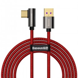 Kabel USB do USB-C kątowy Baseus Legend Series, 66W, 2m (czerwony), 3 szt.