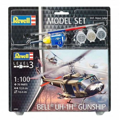 Bell UH-1H Gunship - Revell - 63955 - Zestaw z klejem i farbami