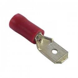 Konektor izolowany płaski męski - 6.3mm - czerwony - na kabel 1-2.5mm2 - 10szt